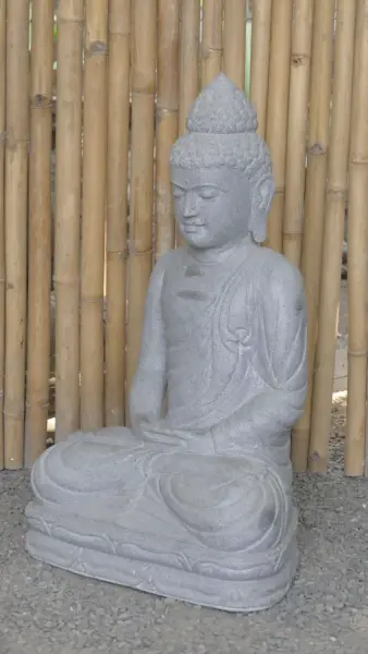 Product image 3 of the product “Seated Buddha made of Riverstone in Dhyana position - gesture of meditation, H.83 cm, natural. ”